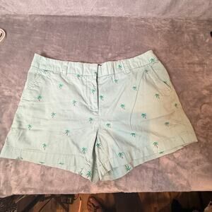 British Khaki Womens Palm Tree Shorts Size 10 Green Chino Summer Preppy Resort